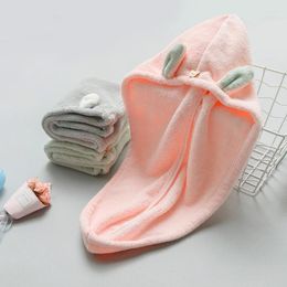 Towel Cartoon Ears Dry Hair Cap Polyester Cotton Coral Fleece Simple Strong Water Absorption Quick Use For Bathroom El