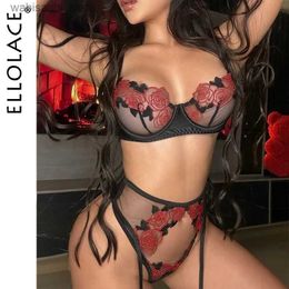 Sexy Set Ellolace Floral Erotic Lingerie Transparent Lace Seamless Bra Set Push Up Well-Looking Underwear Fancy Attractive Intimate L2447