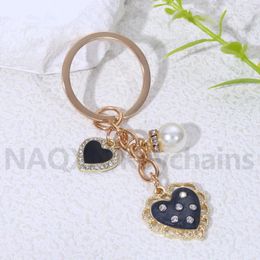 Keychains Pretty Heart Pearl Keychain Elegant Love Wing Key Ring Friendship Gift For Friend Bag Decoration Handmade DIY Jewelry Set