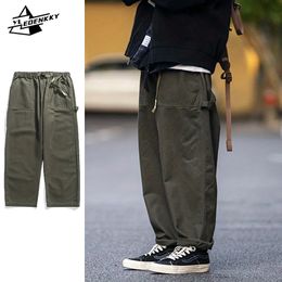 Japanese Cargo Pants Men Women Vintage Loose Solid Colour Trousers American High Street Casual Pants Hip-hop Streetwear Unisex 240327