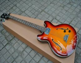 4 strings bass sunburst JAZZ Hollow electric bass guitar Chinese guitar9825176