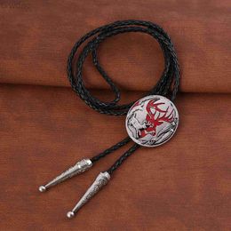 Bolo Ties European and American new style bolo tie animal elf elk fashionable mens leather cord necklace 240407