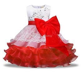 Baby girls big Bow lace TuTu dress Children Sequins cupcake princess dresses 2018 new Boutique Kids Clothing 4 Colours Ball Gown C38169062