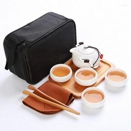 Teaware Sets PINNY Ceramic Travel Tea Set With Bag 200ML Teapot 40ML Teacuops China Porcelain Portable Service