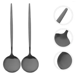 Spoons 6 Pcs Stainless Steel Round Serving Metal Dinner Soup