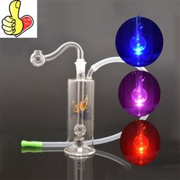 Wholesale LED Glow Glass Hookah Smoking Pipe Smoke Shisha Diposable Glass Pipes Oil Burner Ash Catchers Bong Percolater Bubbler Gifts Tobacco Bowl Accessories