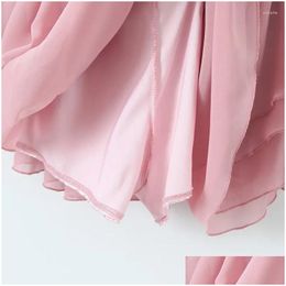 Basic Casual Dresses Yenkye Sweet Women Rose Pink Satin Patchwork Chiffon Sling Dress Summer Female Party Mini Robe Skate Drop Deliver Dh837