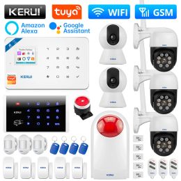 Kits KERUI W181 Alarm System WIFI GSM Alarm Smart Home Kit Tuya Smart Support Alexa Motion Sensor Detector Wireless Siren