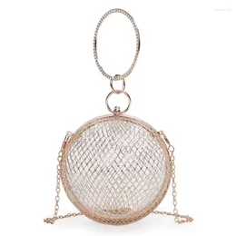 Evening Bags Golden Mini Round Ball For Women 2024 Fashion Clutch Bag Ladies Circle Chain Crossbody Totes Money Purse
