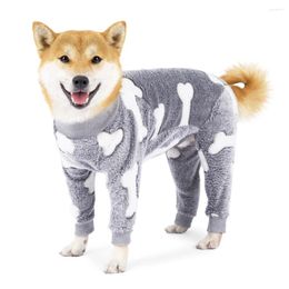 Dog Apparel Flannel Pajamas Jumpsuit Four Legs Dogs For Medium Large Bone Moon Pattern Warm Jumpsuits Coat Clothes