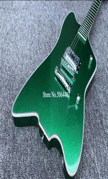 Billy Bo Jupiter Sparkle Metallic Green Fire Thunderbird Electric Guitar Korean Pickup Round Input Jacks Chrome Hardware7834106