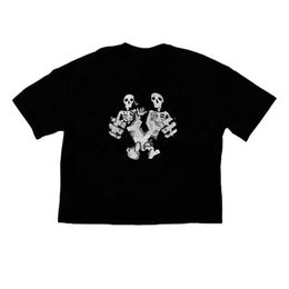 Men's T-Shirts Men Graphic Oversized Skull Print Cotton Fashion Y2k Streetwear Tops Short Sleeve Tees Pulovers Aesthetic Clothing H240407