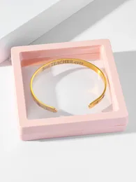 Bangle 1Pcs Unique Shiny Simple Unisex Stainless Steel Bracelet Teachers' Day For Teachers The Gift Jewelry Box Packaging