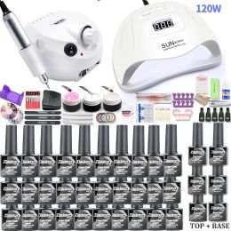 Kits Nail Set 30/20/10 Can Choose Colors with 120/54w Uv Led Nail Lamp and 2000035000rpm Nail Drill Hine Tools Kit Nail Art Set