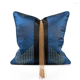 Pillow Vendor Blue Cover 40x40 With Metal Chain Decoration