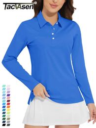 TACVASEN UPF 50 Polo Shirts Womens Long Sleeve Shirts UV Protection Performance Polos Golf Tennis Working Shirts Pullover Top 240329