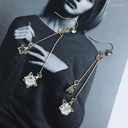 Stud Earrings Wholesale Retro Crystal Jewellery Long Style Tassel Silver Plated Double Size Star For Women Girls Gift 2024 Design