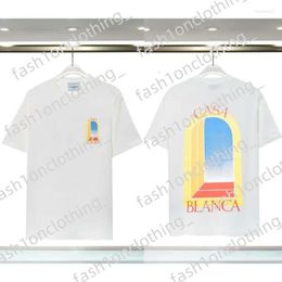 Casa Blanca Men Shirt T Brand Designer Casablanc Shirt Silk Tees Rainbow Mushroom Letter Print Short Sleeve Tops Cotton Loose Men Casablancas Shirt Women 619 993