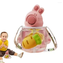 Water Bottles Clear Bottle With Straw Big Belly Design Sports Cup Portable Jug Strap For School Offices