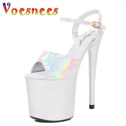 Sandals 8 Inches 20CM Club High Heels Silvery Platform Party Women Shoes Pole Dance Summer Magical Colour Stage Pumps Size 43