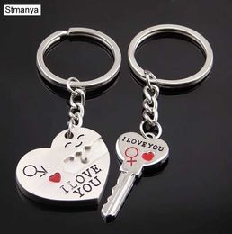 Keychains Lanyards Love Metal keychain-Hot Sale Fashion Keyring Zinc Alloy Silver Color Plated Lovers Gift For Sweetheart keychain #17077 Q240403