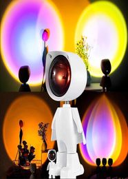 USB Robot Rainbow Sunset Projector Atmosphere Led Night Light Room Study Bedside Background Wall Home Decoration Mini Table Lamp2811937