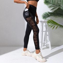 Active Pants Mesh Patchwork Yoga Sports Tights Fitness Gym Plus Size Black Tummy Control Sexy Sportswear Leggings Women Workout Clothes