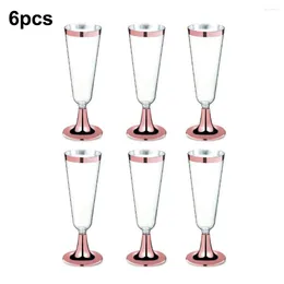 Wine Glasses 6Pcs/Set Disposable Red Glass 150ml Plastic Champagne Flutes Cocktail Bar Drink Cup Wedding Party Supplies