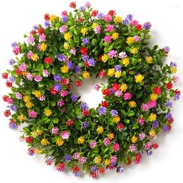 Decorative Flowers 2024 Decorations 50CM Colourful Wreath For Spring Summer Simulation Garland Pendant Home Decoration