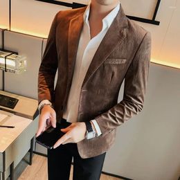 Men's Suits Blazer High Quality Korean Luxury Clothing Plain Colour Jacket For Men Business Formal Wear Slim Fit Coats Big Size