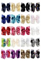 DHL80PCS Glitter 6 Inch Hair Bows Clips Rainbow Sequins Alligator Clips Hair Accessories for Baby Girl Toddlers Kids YL8523748421