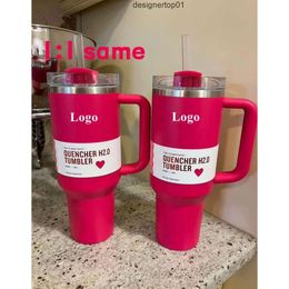 Stanleiness Ready To Ship sell well 11 Same THE QUENCHER H20 Cosmo Pink Parade TUMBLER 40 OZ 304 swig wine mugs Valentines Day Gift Flamingo water bottles Target R RRAE