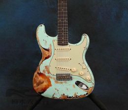 Newelectric guitar handmade 6 stings relic guitarrahigh quality pickups rosewood fingerboardreal pos7142816