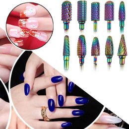 Dresses Rainbow Tungsten Carbide Nail Drill Bits Nail Milling Cutter for Manicure Pedicure Cuticle Tool Electric Nails Drill Accessory