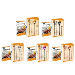 Dinnerware Sets R2JC 24 Pieces Portable Utensil Set Reusable Cutlery Metal Material Flatware