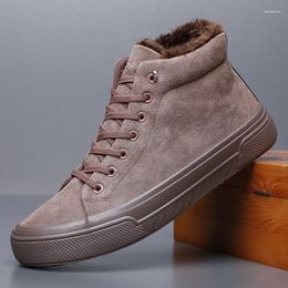 Casual Shoes Men's Plush Cotton Warm Boots Autumn/Winter Men Short Inside Comfortable High Top Sneakers Men#21344