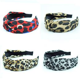 Ladies Leopard Headband 9 Colours Fabric Knotted WideBrimmed Headbands Big Gilrs Boutique Hair Sticks Women Vintage Princess Headw5973982