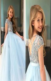 Lovely Girls Pageant Dresses Jewel Neck Beads Tulle Cute Crystals Flower Girl Dresses Lovely Girl Gown For Wedding Child Birthday 5467251