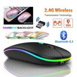 Mice Wireless Mouse 2.4GHz Bluetooth Charging Silent LED Backlit USB Game 1600DPI for Computers PCs Laptops H240407