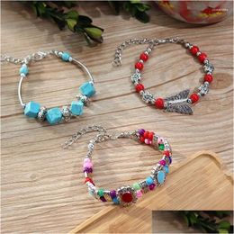 Charm Bracelets Coloured Stone String Nepal Special Holiday Forest Yunnan Ethnic Style Retro Bracelet Gifts For Women In Drop Delivery Dhqfb