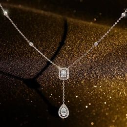 Designer Necklaces For Womens Meka Simple Fashionable Personalized Versatile Square Diamond Droplet Double Layer Necklace Party Jewelry Necklaces