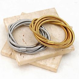 Bangle Multi Layers Twisted Spring Shape 304L Stainless Steel Bracelet Creative Gold Plated For Women Hand Jewelry
