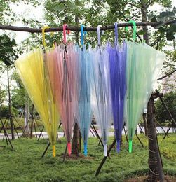 Clear Transparent Rain Umbrella PVC Rain Dome Bubble Rain Sun Shade Long Handle Straight Stick Umbrella 90pcs H05328187243