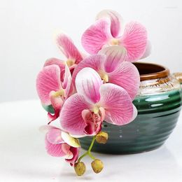 Decorative Flowers 70cm 3D Butterfly Orchid Artificial Flower 1 Bunch (6 Heads) Year Decoration Wedding Party Home Decor Silk Simulation