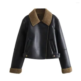 Women's Jackets UNIZERA 2024 Autumn/Winter Wear Fashion Casual Loose Fit Motorcycle Fur One Piece Jacket Coat