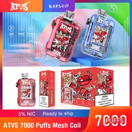 EU uk ATVS vape puff 7000puffs disposable vapes puff 7k mesh coil puff 50mg 650mah Rechargeable