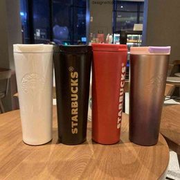 Stanleliness Drinkware Lid 16 OZ classic Starbucks designs Thermos vacuum Portable water Stainless steel cup of traveling Cherry blossom car Coffee H1102 O9E2