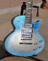 Rare Ace Frehley Big Sparkle Metallic Blue Burst Silver Electric Guitar Mirror Truss Rod 3 Chrome Cover Pickups Grover Tuners4434542