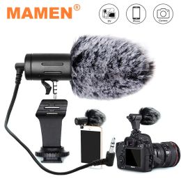 Microphones MAMEN 3.5mm Plug Video Recording Microphone 3M Distance Cardioid Pickup for Canon Sony Nikon DSLR Camera Phone Vlog Interview