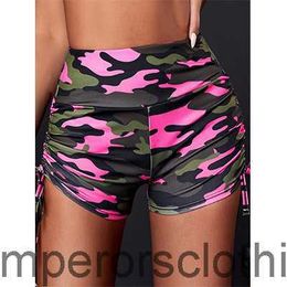 2024 Sports and Fitness Shorts Camo Tight External Wear Breathable Lifting Hip Mid Waist Hot Pants for Women